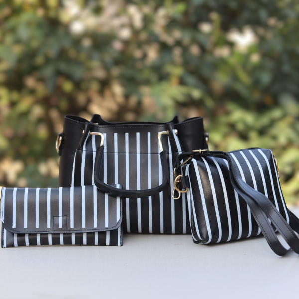 New Arrival Women's Handbags, Shoulder Bags, Clutch- 3Pcs/Set Black and Grey Handbags for Girls