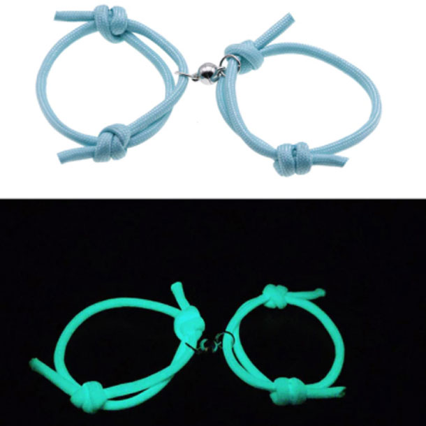 2Pcs Couple Bell Magnet Bracelets- Glowing Rope Bracelets for Men and Women