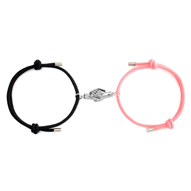 2Pcs/ Set Couple Romantic Magnetic Hand Paired Bracelets- Adjustable Charm Bracelets Gift for Girls and Boys