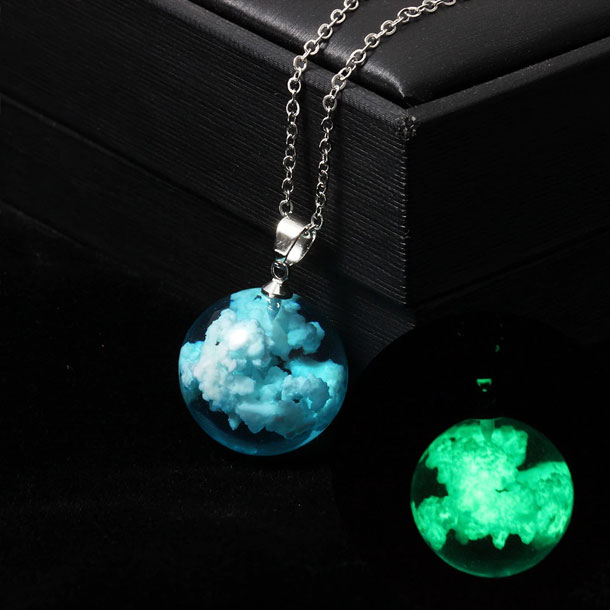 Fashion Blue Sky Clouds Natural Pendants- Two Eagle In Resin Design Necklace For Men and Women