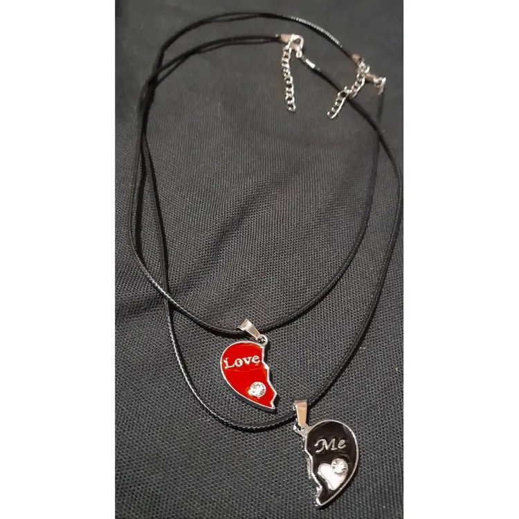  Special Necklace For Couple plated Love Me Dual Broken Heart Pendant Chain for Girls And Boys