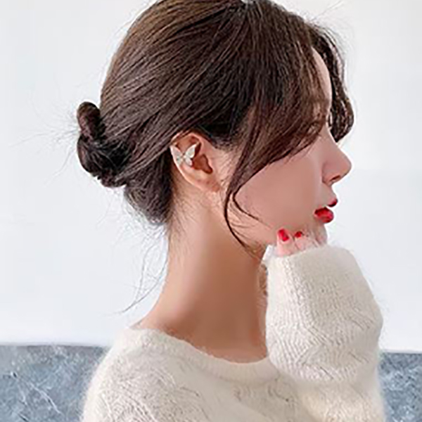 1Pc Fashionable Butterfly Ear Cuff Earrings- Korean Rhinestone No-Piercing Earrings for Girls