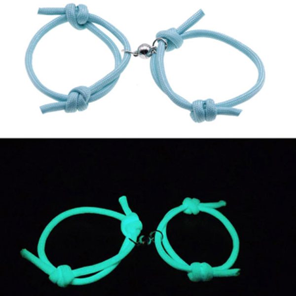 2Pcs Couple Bell Magnet Bracelets- Glowing Rope Bracelets for Men and Women