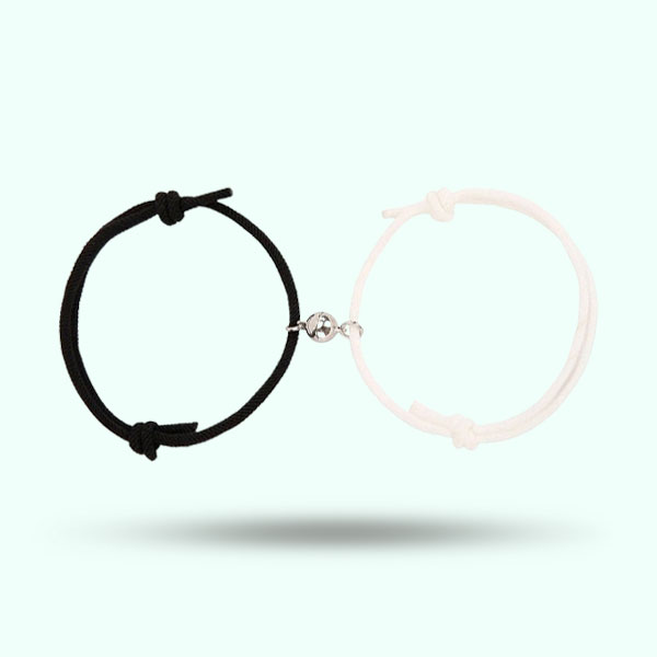 2Pcs/Set Couple Magnetic Bell Bracelets- Adjustable Friendship Charm Bracelets for Girls and Boys