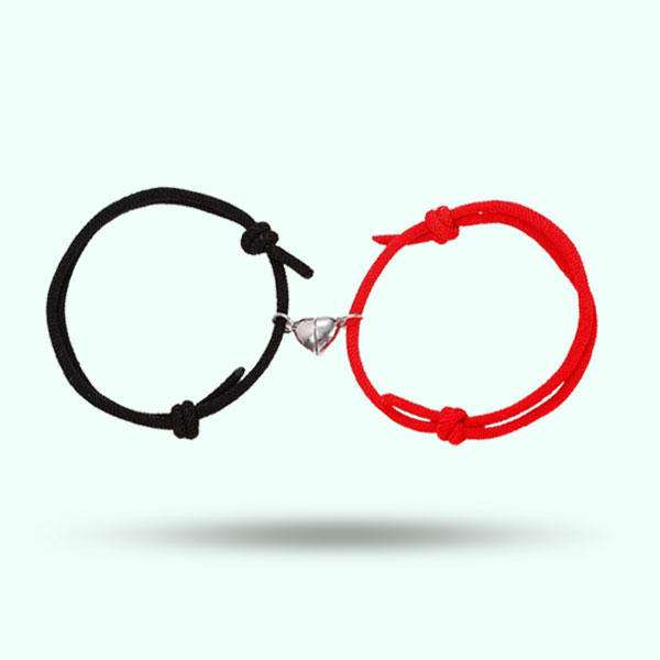 2Pcs/Set Love Couple Magnet Attracts Lovers Bracelets- Heart Braided Rope Bracelets for Men And Women Jewelry Gift