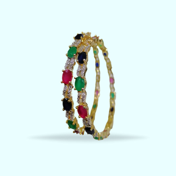 Antique Multicolor Bangles Set- Elegant Design Stones Bangles for Women