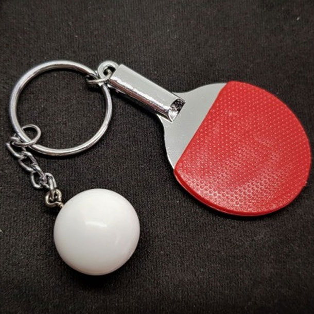 Beautiful Red Tennis and White Ball Keychain- Sterling Keychain for Car Keys and Bags