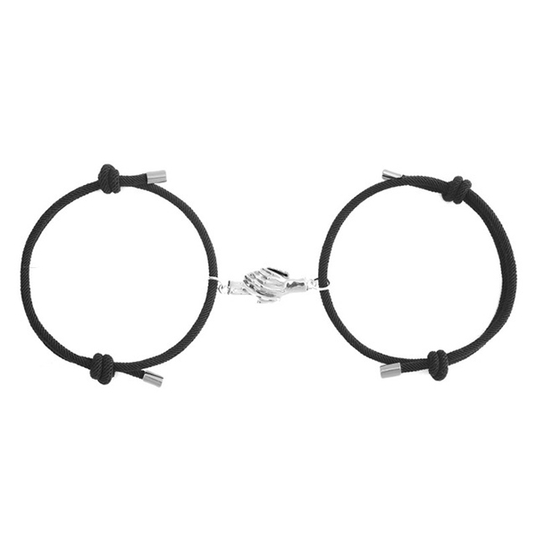 Black Adjustable Magnetic Matching Paired Bracelets-  Hold Hands Bracelets Gift For Girls and Boys