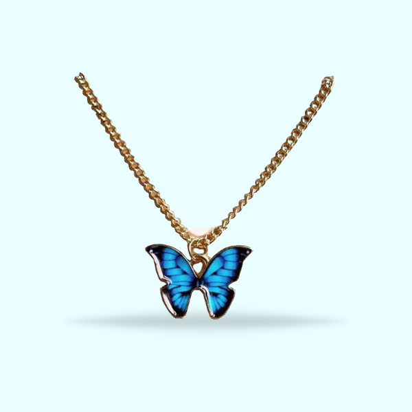 butterfly-choker-necklace-for-women-and-girls-make-a-wish-tag-design-jewelry-gift-wholesale