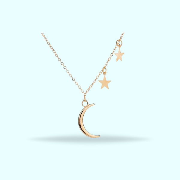 Europe And United States Foreign Trade Romantic Couple Moon Star Combination Of Women Clavicle Necklace Jewelry Maxi Necklace