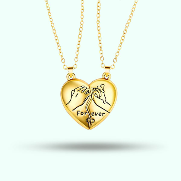Fashion Couple Heart Magnetic Pendant Necklaces- Forever Hand Pattern Necklace for Women and Men