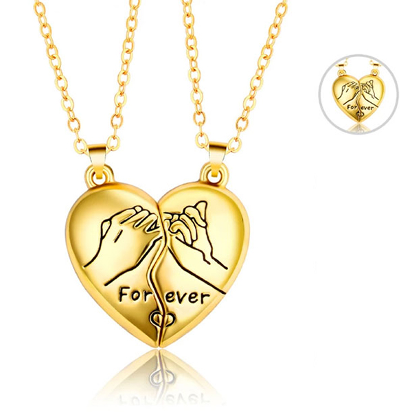 Fashion Couple Heart Magnetic Pendant Necklaces- Forever Hand Pattern Necklace for Women and Men