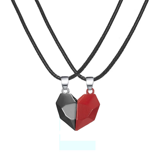 Fashion Magnetic Couple Pendent Heart Shape Necklace for boy and girl