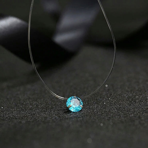 Fashion Shiny Crystal Necklace Zircon Pendant Aqua