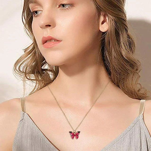 Fashion Women Style Butterfly Pendant Necklace Gift For Girl Cute Lovely Neck Jewelry
