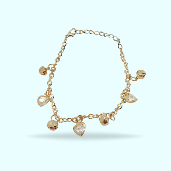 Trendy Golden Heart-Shaped Anklets- Heart Stone Anklet Chain for Girls