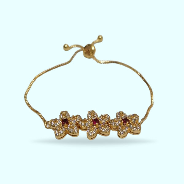 Lovely Flower-Shaped Golden Crystal Bracelets- Sparkling Stones Bracelets for Women