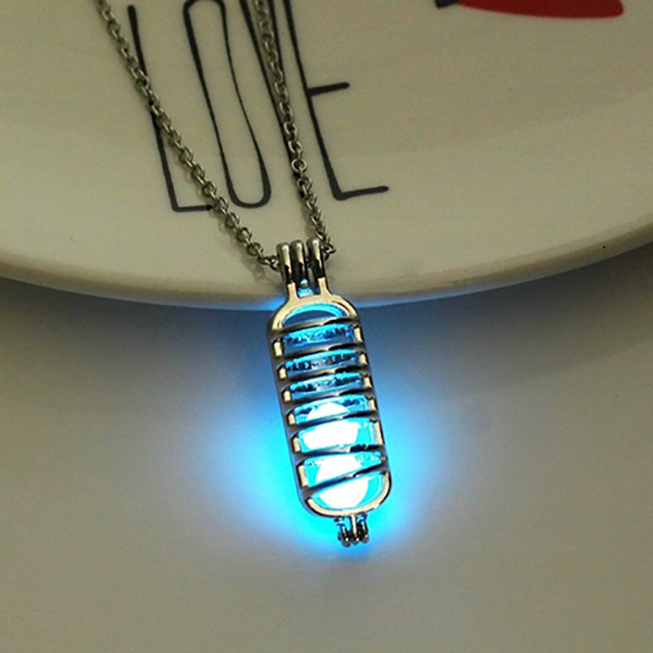 New 2 Luminous Stone Necklace Women Fashion Bottle Glow in the Dark Pendant Necklace Sliver Plated Jewelry