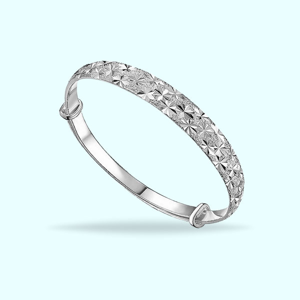 Silver Plated Adjustable Bangle Bracelet- Sparkling Bangle for Girls Jewelry