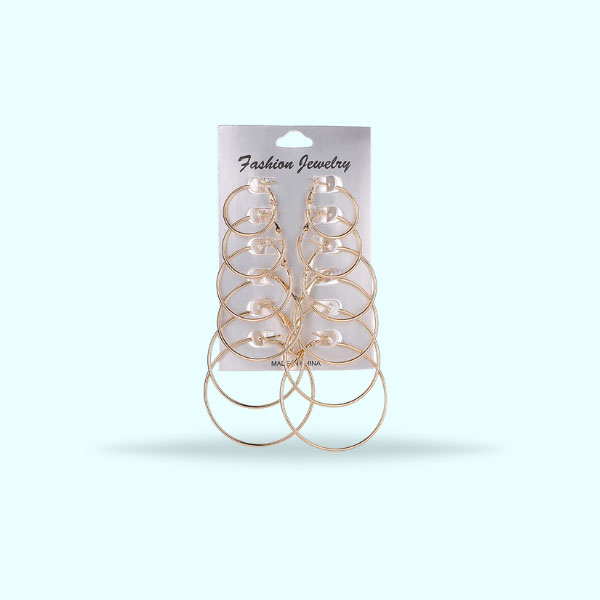 Golden Round-Shaped Hoop Earrings- Fashionable Small and Big Baliyan Set for Girls