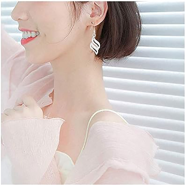 New Stylish Silver Wave-Shape Earrings- Stunning Drop Earrings for Women and Girls