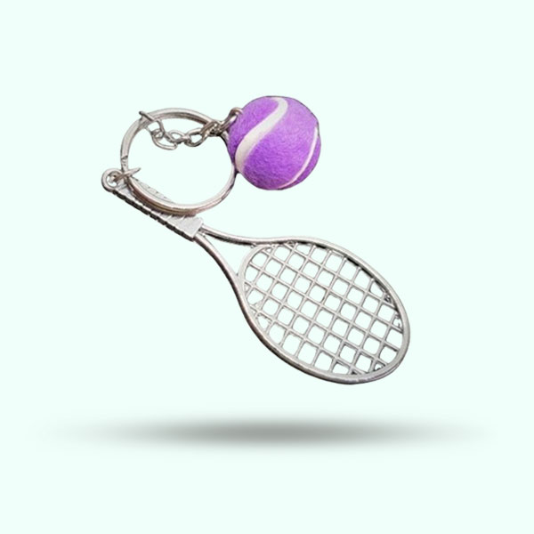 Personalized Beautiful Racket and Ball Keychain- Tennis Racket Keychain for Keys and Bags