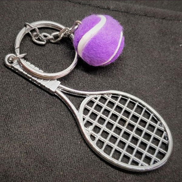 Personalized Beautiful Racket and Ball Keychain- Tennis Racket Keychain for Keys and Bags