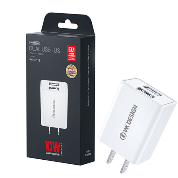 Remax Wk Dual USB Fast Mobile Charger Wp-U119 Us Pin