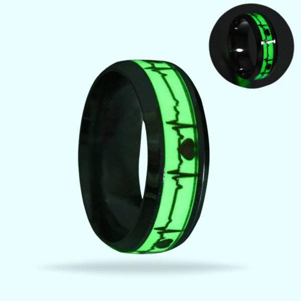 Size 8 Stainless Steel Luminous Finger Rings For Couples Glow In Dark Valentine'S Day Gift Love Ring Jewelry