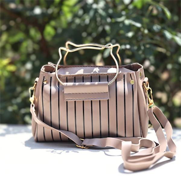 Stylish Light Brown and Grey Color Handbag with sleeks- Ladies Crossbody Handbag for Everyday Use