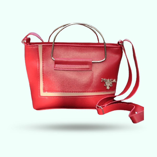 Stylish Mustard and Red Color Handbag for Girls- Lady's Crossbody Handbags with Steel Straps