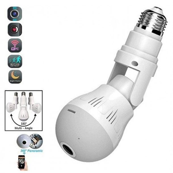 Wifi Flexible Light Bulb Camera 1080P HD Wireless 360 Degree Panoramic Infrared Night Vision