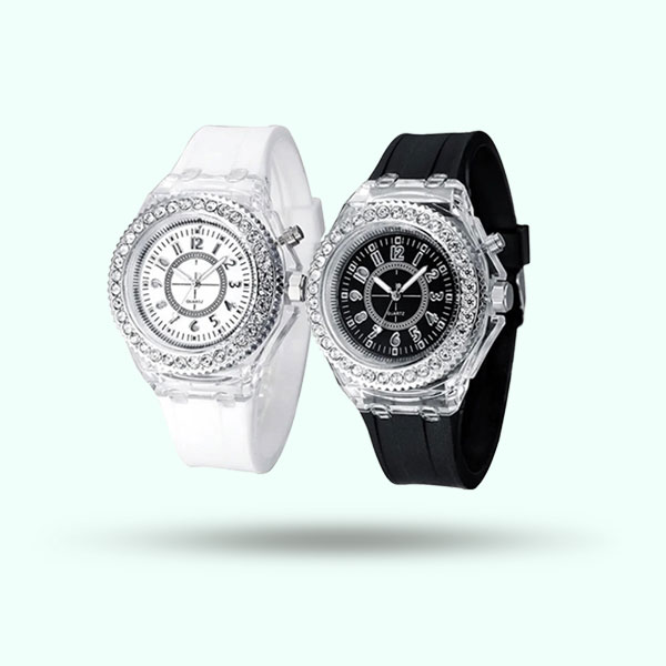 Women Flash Luminous Multicolour Rhinestone LED Watch Trends Students Lovers Jellies Woman Men's Watches Light Wrist Watch