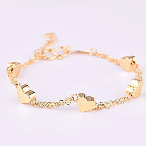 Adjustable Minimalist Heart Golden Bracelets- Heart Charm Bracelet Valentine's Day Gift