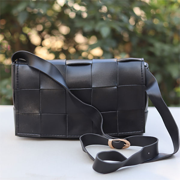 Women's Square Pillow Shape Handbags- Black Blocks Shoulder Handbags for Girls